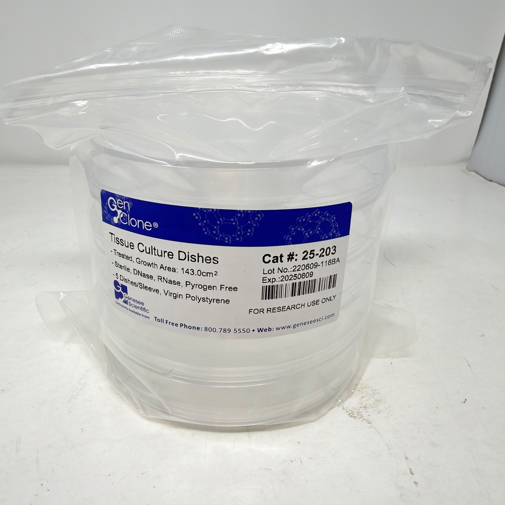 GenClone Tissue Culture Dishes Lab 5 Pack Clear Sterile Polystyrene 25-203
